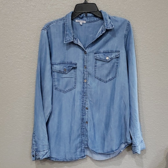 Charlotte Russe Tops - Womens long sleeve denim chambray shirt size XL